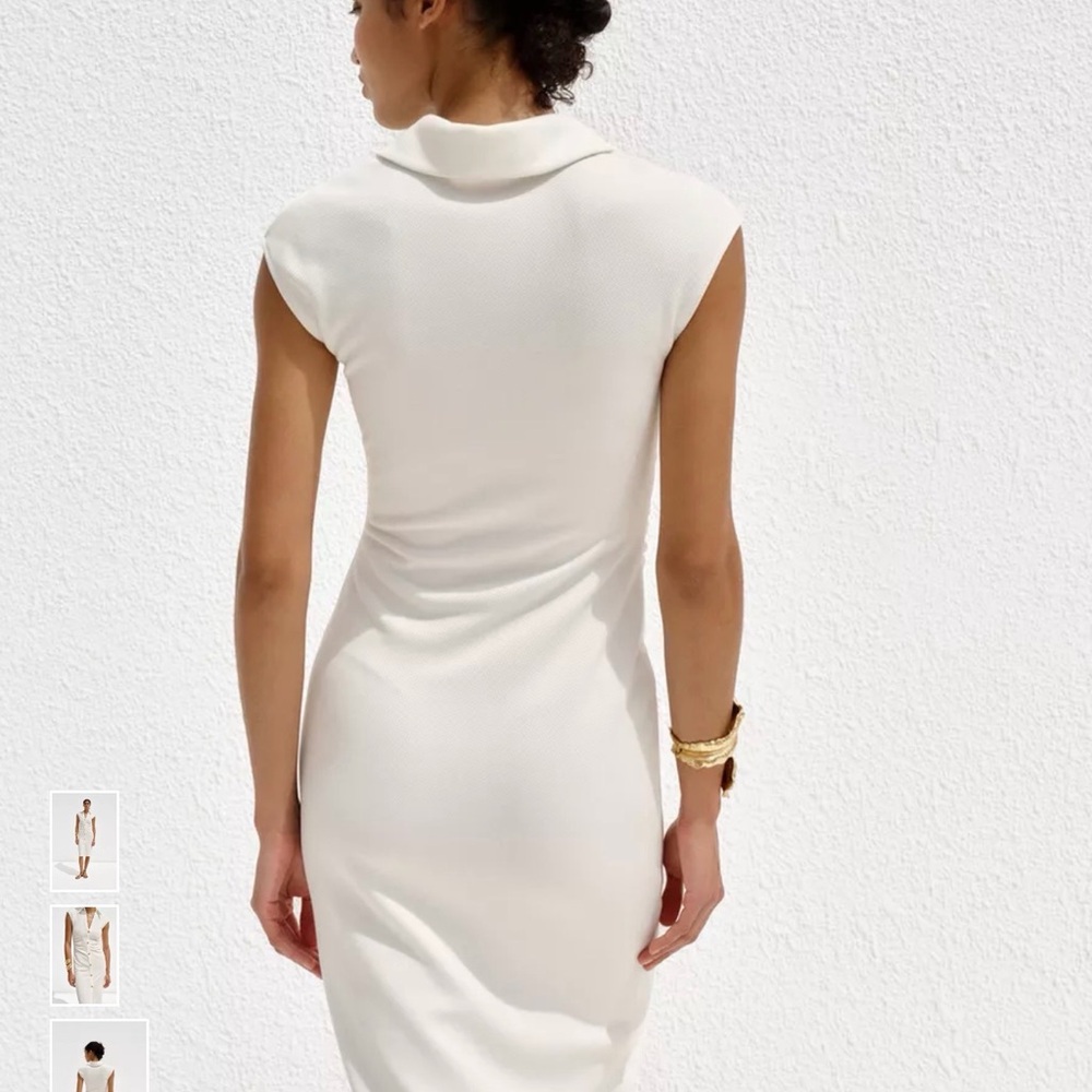 Zara Piqué Shirt Dress Size Small white - Picture 6 of 8